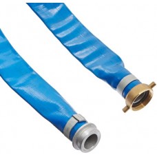 Apache 98138015 1-1/2" x 50' Blue PVC Lay-Flat Discharge Hose with Aluminum Pin Lug Fittings