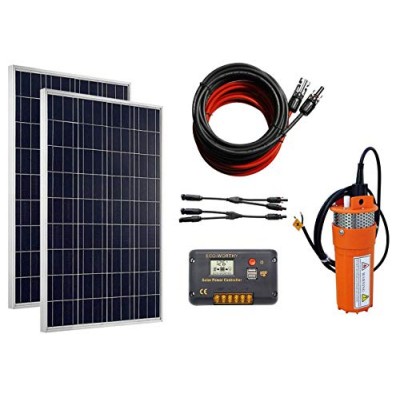 ECO-WORTHY 2pcs 100 Watts Polycrystalline Solar Panel with 24V Submersible Well Pump & Mounting Kits for Water Fountain