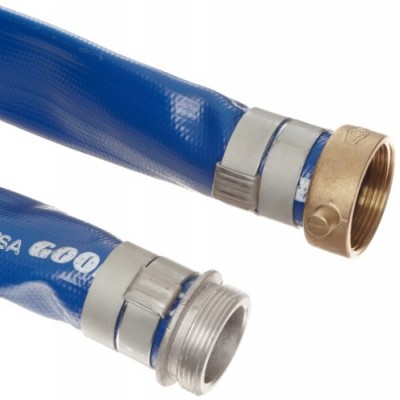 Goodyear EP Spiraflex Blue PVC Suction/Discharge Hose Assembly, 2-Inch Aluminum NPSH Male x Brass Female Swivel Connection, 80 PSI Maximum Pressure...