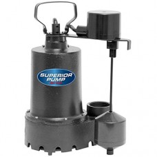 Superior Pump 92341 1/3 HP Cast Iron Sump Pump Side Discharge with Vertical Float Switch