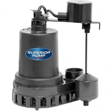 Superior Pump 92372 Thermoplastic Sump Pump with Vertical Float Switch, 1/3 HP